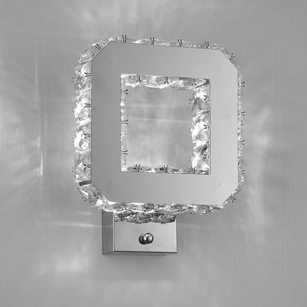 Applique Murale Cristal Intérieur 12W 1080lm Lampe Murale en Cristal LED Moderne Décoration Luminaire Mural pour Chambre à Coucher Salle à Manger Foyer Blanc Froid 6000K
