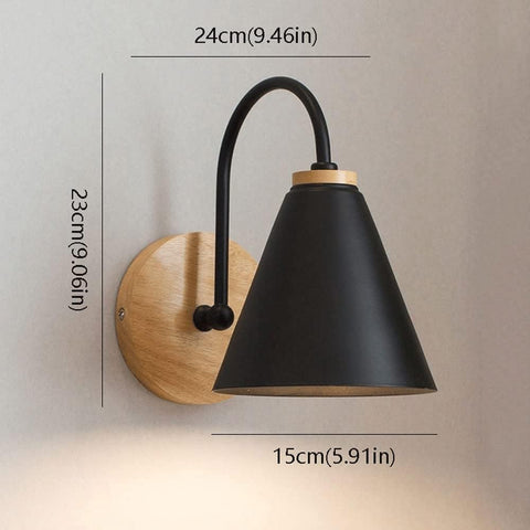 Applique de Chevet Bois Scandinave Lampe murale E27 Base Pour chambre à coucher, salon, couloir, entrée Noir Ampoule non incluse