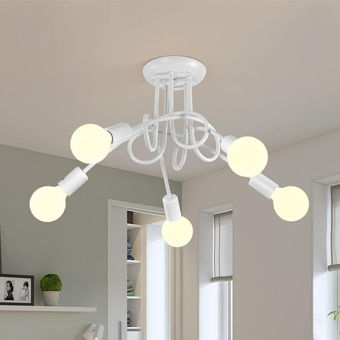 Lustre Vintage 5 douilles Métal Plafonnier E27