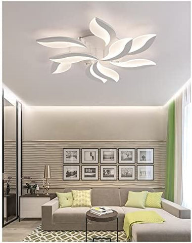 Plafonnier LED à Intensité Variable Avec Télécommande, Lampe de Plafond Créatif en Forme de Pétale 68W, Éclairage de Plafond Moderne en Acrylique pour Salon, Bureau, Chambre à Coucher