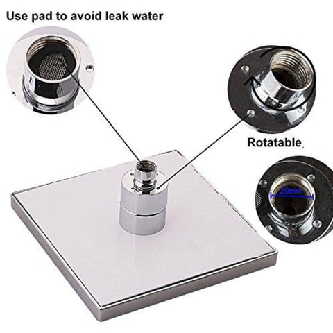 Pommeau de Douche Led, 8 pouces Carre Contrôle de la Température, 3 Changement de Couleur ABS Chrome Terminé, 12pcs Led Pommeau de Douche pour la Salle de bai