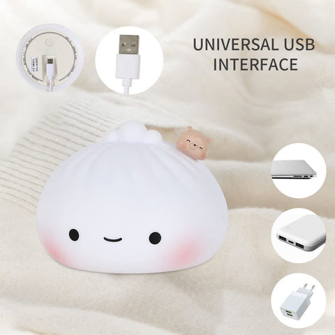 Veilleuse pour Enfants, 7 Couleurs Lumière LED Veilleuse Enfant Led Rechargeable Avec de USB, Veilleuse en Silicone Doux au Toucher, Portable Jolie Veilleuse pour Bébé, Garçons et Filles Cadeau