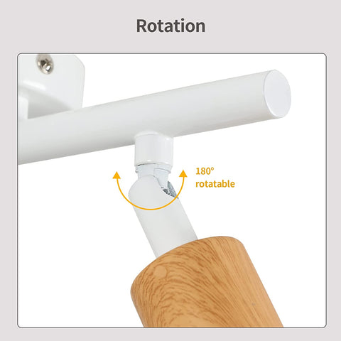 Plafonnier LED 2 Spots Orientables, Bois Luminaire Plafond LED Blanc, Éclairage de Plafond Intérieur pour Cuisine, Salon, Chambre, Couloir, Sans Ampoules, Max 60W