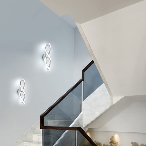 Applique Murale Interieur, Led Lampe Murale Moderne 16W 1800LM, Cool White 6500k, Design incurvée Appliques pour Chambre à Coucher Escalier Salon