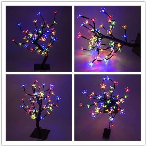 LED Lampe de Cerisier, 0.45M 48LED, Arbre Lumineux LED, Branches Noires, pour la décoration de Maison (Multicolore)
