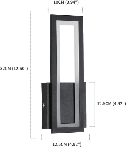 Tableau des dimensions des lampes murales 