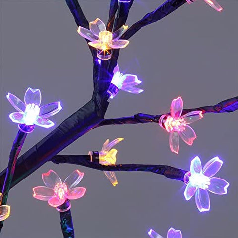 LED Lampe de Cerisier, 0.45M 48LED, Arbre Lumineux LED, Branches Noires, pour la décoration de Maison (Multicolore)