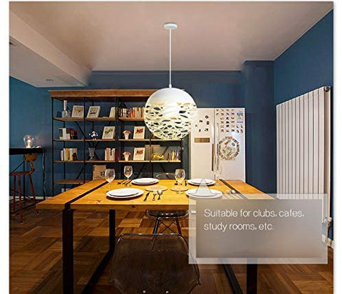 Lampe suspendue ajourée Lustre Tete Simple Lampe sculptée en fer forgé pour salle à manger (Blanc, 20cm)