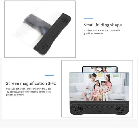 Loupe de l'écran avec haut-parleur pour smartphone,12 pouces 6D HD écran du projecteur pour films,vidéos et jeux