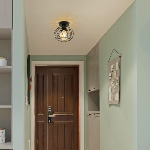 Plafonnier Industriel et Vintage E27 Base Cage Lampe de Plafond