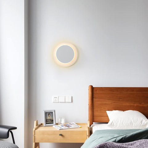 Appliques Murales Interieur 12W Blanc, Murale LED Moderne, Créatif Eclipse 2 en 1, 360 Rotative 3000K Blanc Chaud, Eclairage Lumière Pour Salon Salle Escalier Chambre