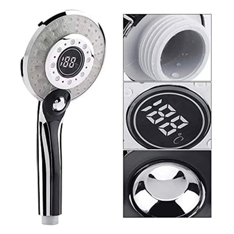 Pommeau de Douche LED, Douchette de Douche LED 3 Couleurs Contrôle de la température Douchette à Main avec Affichage de Température Digital Économie d'eau Douche 3 Modes