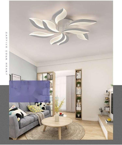 Plafonnier LED à Intensité Variable Avec Télécommande, Lampe de Plafond Créatif en Forme de Pétale 68W, Éclairage de Plafond Moderne en Acrylique pour Salon, Bureau, Chambre à Coucher
