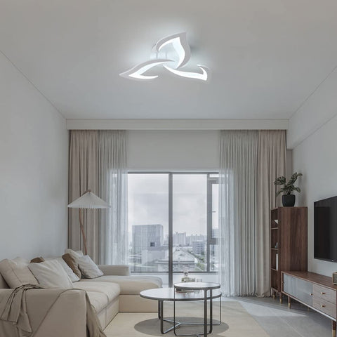 Plafonnier LED, 36W 3060LM Luminaire Plafonnier Moderne, Acrylique Lampe de Plafond LED 3 lumières pour Salon Chambre Cuisine Dia 58cm (Blanc) Lumière Blanc Froid 6500K