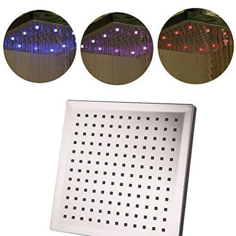 Pommeau de Douche Led, 8 pouces Carre Contrôle de la Température, 3 Changement de Couleur ABS Chrome Terminé, 12pcs Led Pommeau de Douche pour la Salle de bai