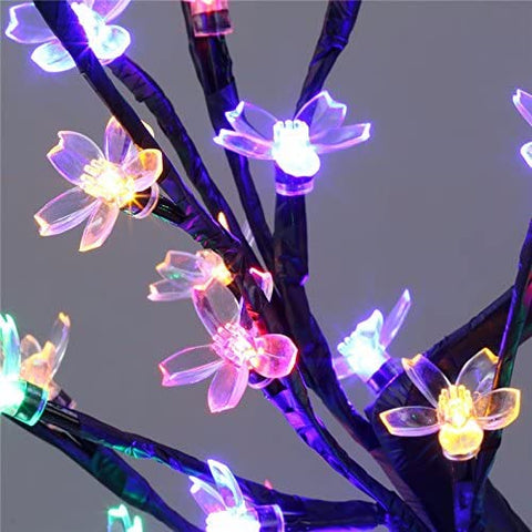 LED Lampe de Cerisier, 0.45M 48LED, Arbre Lumineux LED, Branches Noires, pour la décoration de Maison (Multicolore)