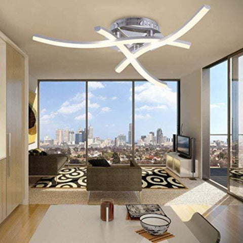 Plafonnier LED Design Moderne, Luminaire Plafonnier en Forme de Vague, 3000k Blanc Chaud, LED intégrées 18W 1.600Lm, Lustre Moderne Pour le Salon Chambre Salle à Manger