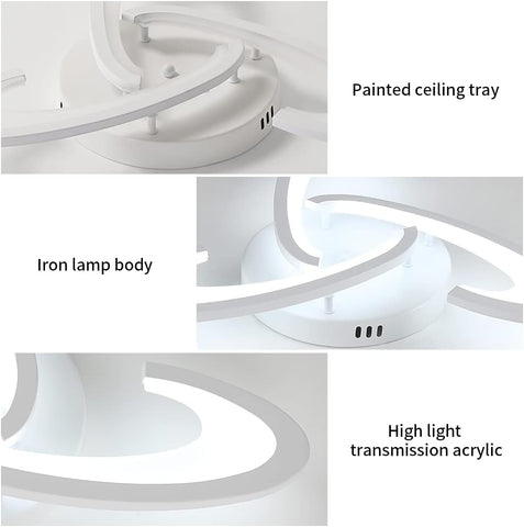 Plafonnier LED, Luminaire Plafonnier 36W 3240lm, Lampe de Plafond Design Shamrock pour Chambre à Coucher, Salon, Salle à Manger, Acrylique Blanc, Lumière blanche froide 6500K