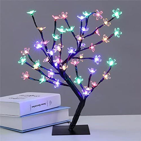LED Lampe de Cerisier, 0.45M 48LED, Arbre Lumineux LED, Branches Noires, pour la décoration de Maison (Multicolore)