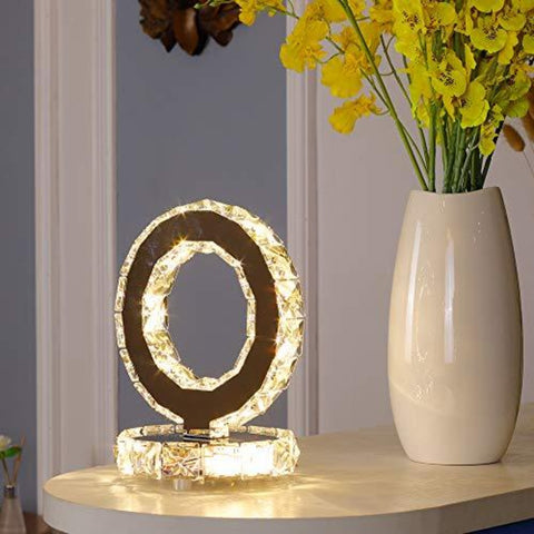 Lampes de table en verre, LED Lampes de chevet modernes en acier inoxydable, Lampe de bureau ronde 12 W, lumière blanche chaude