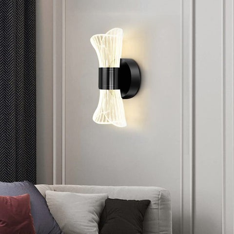 Applique Murale Intérieur LED Dimmable, 12W Moderne Lampe LED Murale Design Créatif, Éclairage Acrylique Luminaire Mural pour Salon Couloir Chambre Escaliers, Noir