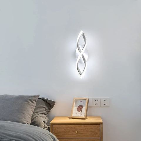 Applique Murale Interieur, Led Lampe Murale Moderne 16W 1800LM, Cool White 6500k, Design incurvée Appliques pour Chambre à Coucher Escalier Salon