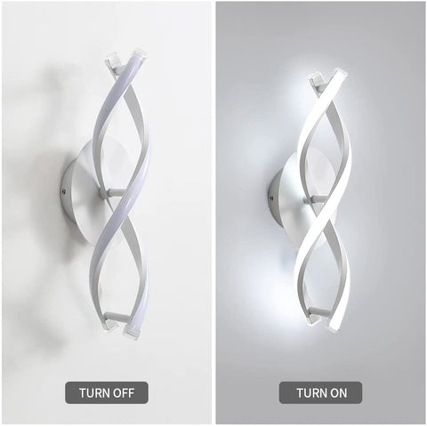 Applique Murale Interieur, Led Lampe Murale Moderne 16W 1800LM, Cool White 6500k, Design incurvée Appliques pour Chambre à Coucher Escalier Salon