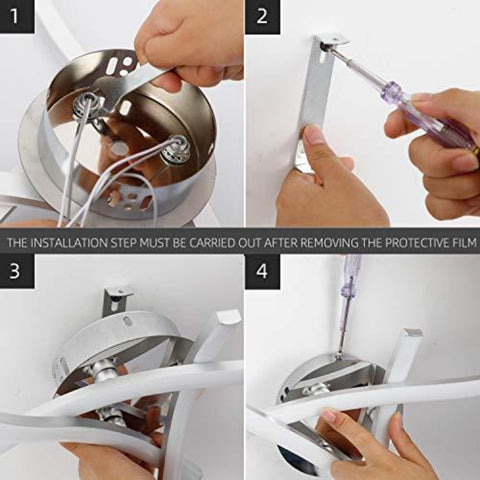 Plafonnier LED Design Moderne, Luminaire Plafonnier en Forme de Vague, 3000k Blanc Chaud, LED intégrées 18W 1.600Lm, Lustre Moderne Pour le Salon Chambre Salle à Manger