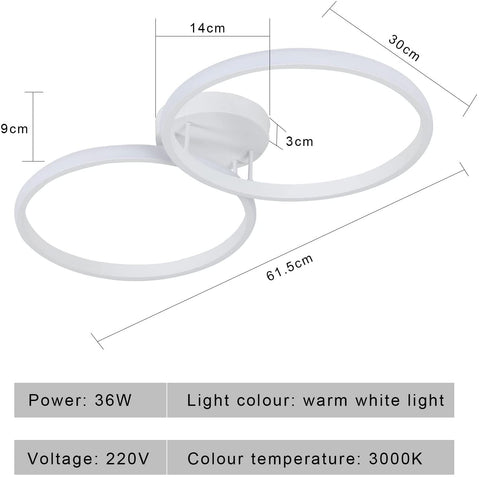 Tableau des dimensions des plafonniers