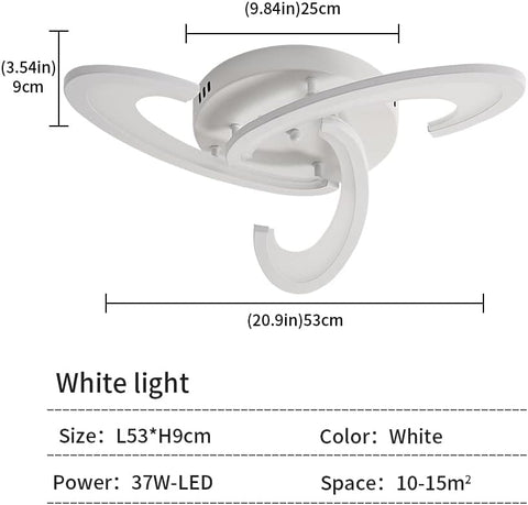 Plafonnier LED, Luminaire Plafonnier 36W 3240lm, Lampe de Plafond Design Shamrock pour Chambre à Coucher, Salon, Salle à Manger, Acrylique Blanc, Lumière blanche froide 6500K