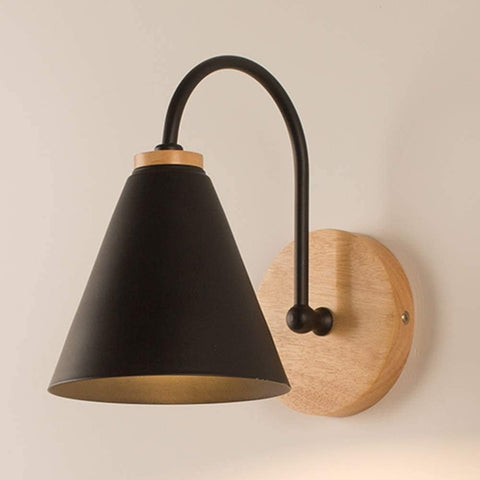Applique de Chevet Bois Scandinave Lampe murale E27 Base Pour chambre à coucher, salon, couloir, entrée Noir Ampoule non incluse