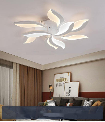 Plafonnier LED à Intensité Variable Avec Télécommande, Lampe de Plafond Créatif en Forme de Pétale 68W, Éclairage de Plafond Moderne en Acrylique pour Salon, Bureau, Chambre à Coucher