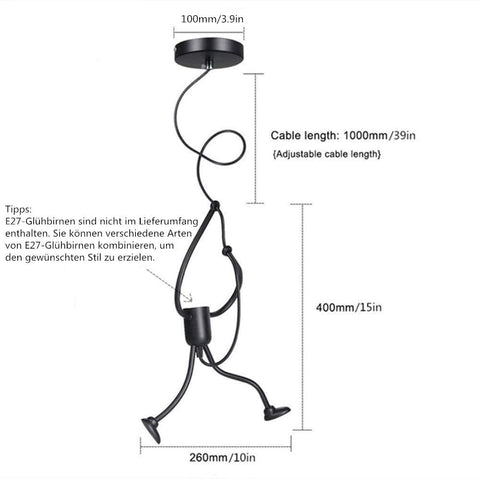 Lustre Suspension Salon E27 Fer Gens Lustre Chambre Enfant, Créatif Dessin Animé Lustre Salon