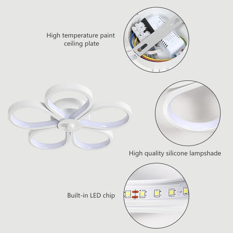 Plafonnier LED 30W Design moderne Blanc Froid 6000K Forme de fleur créative Lampe de Plafond Pour salon chambre à coucher salle à manger bureau Blanc