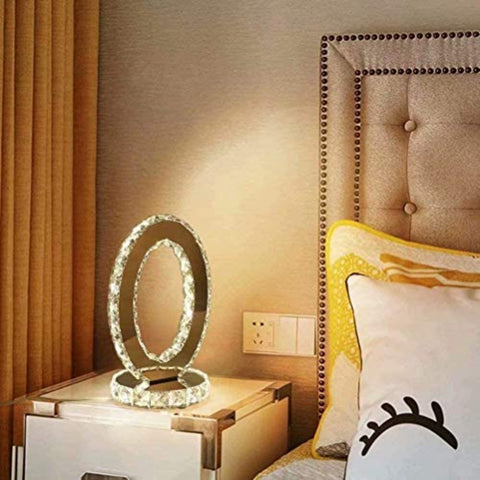 Lampes de table en verre, LED Lampes de chevet modernes en acier inoxydable, Lampe de bureau ronde 12 W, lumière blanche chaude