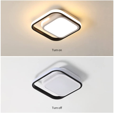 Plafonnier LED Carré, Plafonnier Moderne Blanc 29W, Plafonnier en Métal Acrylique 3000k Adapté à La Aalle de Bain, Cuisine, Salon, Chambre à Coucher
