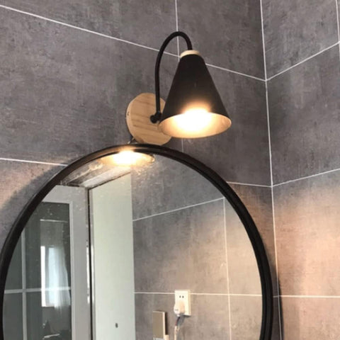 Applique de Chevet Bois Scandinave Lampe murale E27 Base Pour chambre à coucher, salon, couloir, entrée Noir Ampoule non incluse