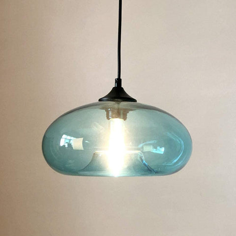 Lampe à suspension colorée suspendue en verre moderne pour salon Bar cuisine Restaurant café salle à manger luminaires nordiques pour la maison (bleu couleur)