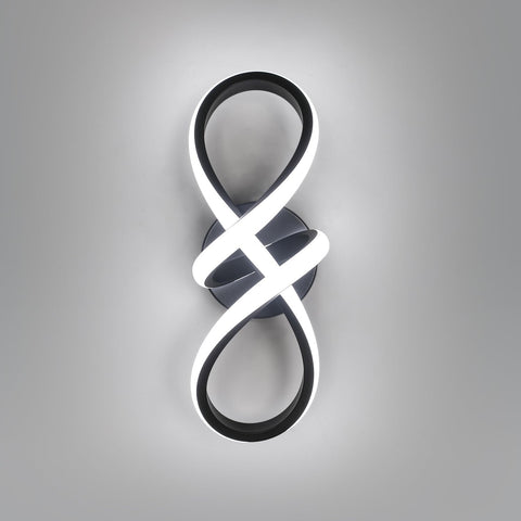 Moderne Plafonnier LED 20W Applique Murale LED  Forme de 8 Lampe murale Blanc Froid 6000K Pour chambre à coucher, salon, couloir, entrée Noir