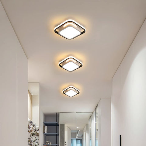 Plafonnier LED Carré, Plafonnier Moderne Blanc 29W, Plafonnier en Métal Acrylique 3000k Adapté à La Aalle de Bain, Cuisine, Salon, Chambre à Coucher