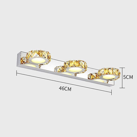 lampes miroir 9W,Lampe de salle de bain en cristal,Lampe frontale de miroir moderne,Lumière blanche 6000k,IP44,pour miroirs de salle de bain coiffeuses armoires
