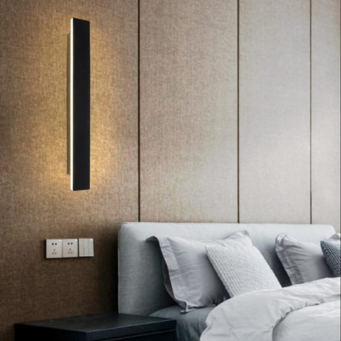 Applique Murale Extérieure LED, Étanche Minimaliste Noire Lampe Murale, Lumière Chaude 3000K, 12W, Protection IP65, Matériau Acrylique et Fer, pour Éclairage Intérieur et Extérieur