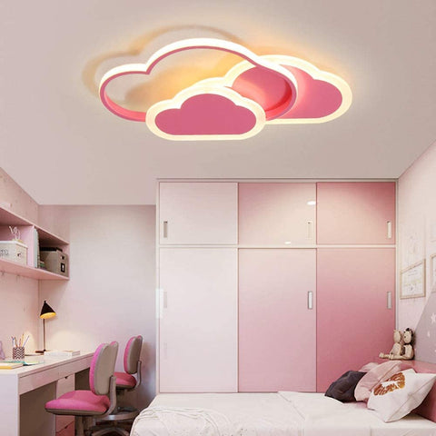 32W Plafonnier LED, Plafonnier Nuage Créatif, Télécommande Dimmable 3000K ~ 6000K, L42*W25*H6cm Plafonnier Nuage Rose Ultrafin, pour Chambre d'enfant Et Salon