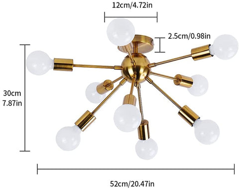 Luminaire Industriel en Metal Lampe, Lustre Eclairage, pour 9 Ampoules E27 Convient pour la Cuisine, le Salon, la Salle à Manger, le Café et Les Lieux de Divertissement (Ampoule non Incluse)