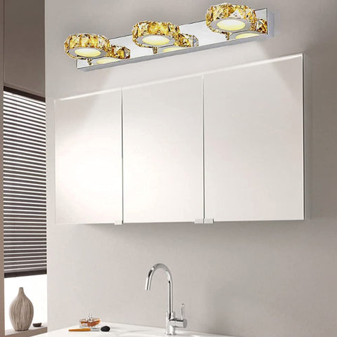 lampes miroir 9W,Lampe de salle de bain en cristal,Lampe frontale de miroir moderne,Lumière blanche 6000k,IP44,pour miroirs de salle de bain coiffeuses armoires