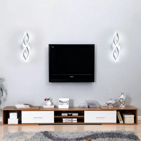 Applique Murale Interieur, Led Lampe Murale Moderne 16W 1800LM, Cool White 6500k, Design incurvée Appliques pour Chambre à Coucher Escalier Salon