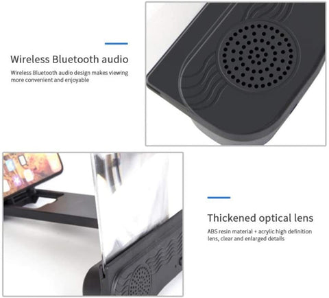 Loupe de l'écran avec haut-parleur pour smartphone,12 pouces 6D HD écran du projecteur pour films,vidéos et jeux