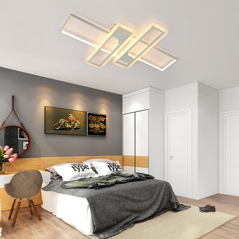 Plafoniera Lampadario LED Dimmerabile con Telecomando, Moderna Lampada Da Soffitto Quadrata A 3 Strati 50W Acrilico Montaggio A Incasso Plafoniere per Sala da Pranzo Soggiorno Cucina Ufficio