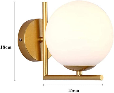 LED Applique Murale, moderne Applique Boule Murale Verre Abat-jour Boule Blanche Lampe de Mur Metal Spots Muraux Intérieur pour Chambre Couloir Cuisine Escalier. (Sans ampoule)