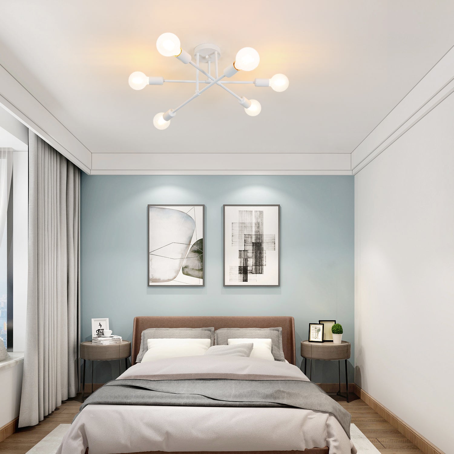 Plafonnier LED Moderne, Rétro Lustre Lampe Suspension Vintage 6 Lumières E27 Base